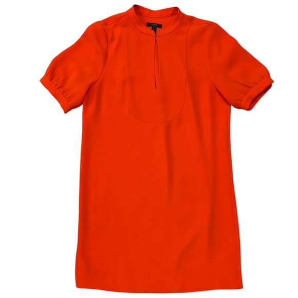 J.Crew Women's Orange Shift Dress Short Sleeve Front Keyhole Neck Size 4 - Picture 1 of 8